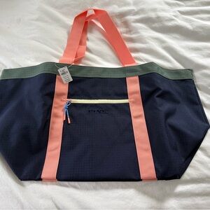 PINK Victoria's Secret Navy Tote with Coral Straps and Olive Trim